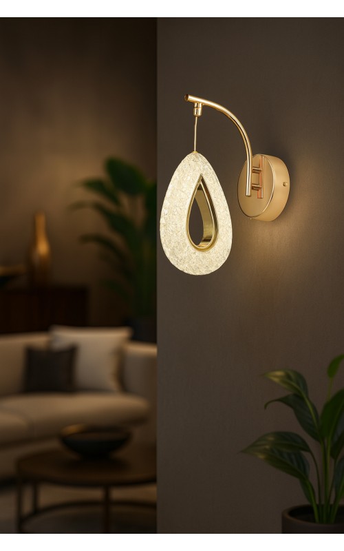 Avizemoda Dali Ledli Dimmer Modern Lüks Aplik (3 RENK LED; SARI-BEYAZ-GÜN IŞIĞI) - Gold
