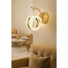 Avizemoda Savona Aplik 3 Renk Ledli (SARI-BEYAZ-GÜN IŞIĞI) Modern Akrilik Duvar Apliği -gold
