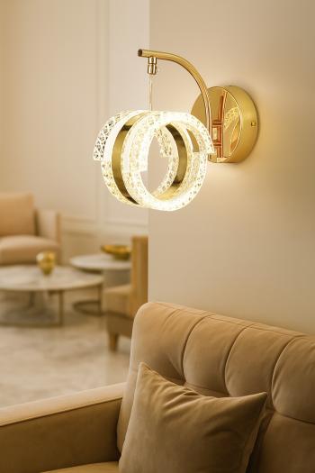 Avizemoda Savona Aplik 3 Renk Ledli (SARI-BEYAZ-GÜN IŞIĞI) Modern Akrilik Duvar Apliği -gold