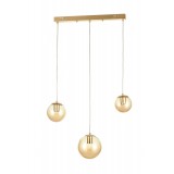 Avizemoda Pigaro 3 lü Yemek Masası Üstü Bal Renk Camlı Modern Sarkıt Avize - (Gold Kaplama)