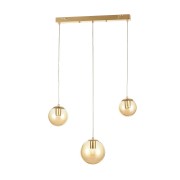 Avizemoda Pigaro 3 lü Yemek Masası Üstü Bal Renk Camlı Modern Sarkıt Avize - (Gold Kaplama)