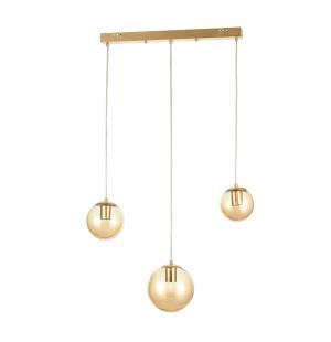 Avizemoda Pigaro 3 lü Yemek Masası Üstü Bal Renk Camlı Modern Sarkıt Avize - (Gold Kaplama)