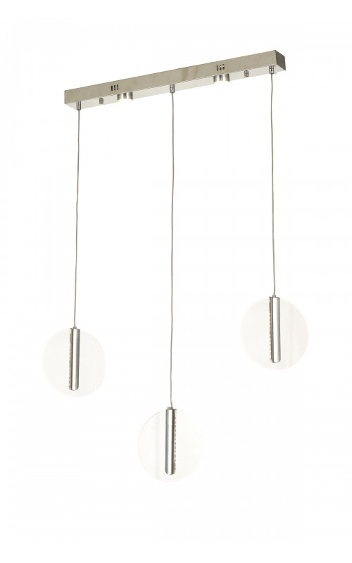 Avizemoda Lovena 3'Lü Ledli Dim Kumandalı Modern Yemek Masası Üstü Avize 3 Renk Led; Sarı-Beyaz-Gün ışığı-Krom