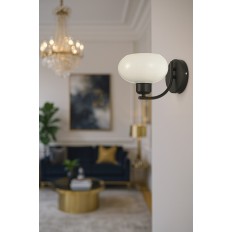 Avizemoda Vanna Aplik Beyaz Camlı Salon Oturma Odası Modern (Siyah)