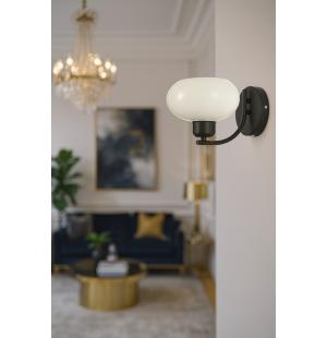 Avizemoda Vanna Aplik Beyaz Camlı Salon Oturma Odası Modern (Siyah)