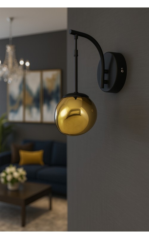 Avizemoda Rainbow Aplik Asimetrik Gold Camlı Dekor Aydınlatma İçin Modern Sarkıt APLİK - (Loş ışık verir)