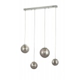 Avizemoda Pigaro 4 lü Yemek Masası Üstü Füme Renk Camlı Modern Sarkıt Avize - (Krom Kaplama)