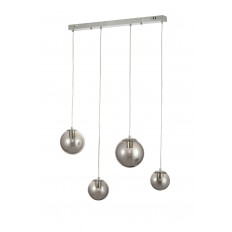 Avizemoda Pigaro 4 lü Yemek Masası Üstü Füme Renk Camlı Modern Sarkıt Avize - (Krom Kaplama)