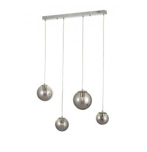 Avizemoda Pigaro 4 lü Yemek Masası Üstü Füme Renk Camlı Modern Sarkıt Avize - (Krom Kaplama)