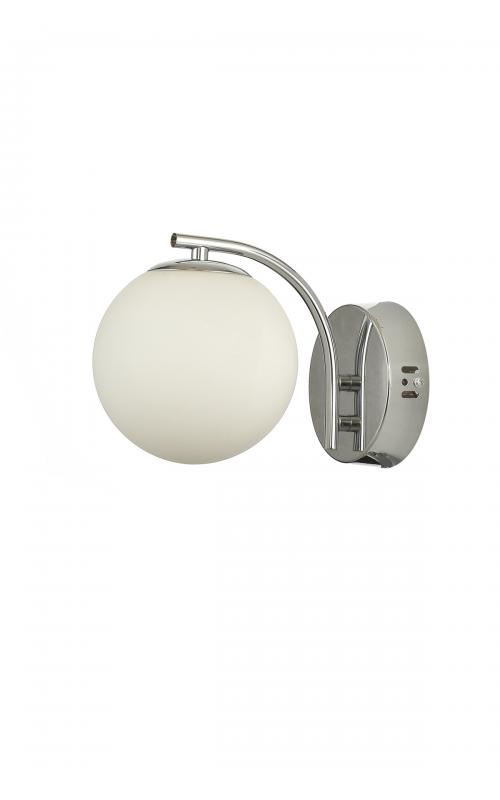 Avizemoda Miya Aplik Beyaz Camlı Salon Oturma Odası Modern Duvar Apliği (Krom Kaplama)