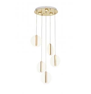 Avizemoda Lovena 5'Li Ledli Dim. Kumandalı Modern Lüks Sarkıt Avize (3 Renk Led; Sarı-Beyaz-Gün ışığı) - GOLD