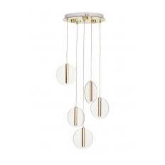 Avizemoda Lovena 5'Li Ledli Dim. Kumandalı Modern Lüks Sarkıt Avize (3 Renk Led; Sarı-Beyaz-Gün ışığı) - GOLD
