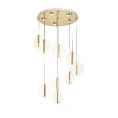 Avizemoda Lovena 9'Lu Ledli Dim. Kumandalı Modern Lüks Sarkıt Avize (3 Renk Led; Sarı-Beyaz-Gün ışığı) - GOLD