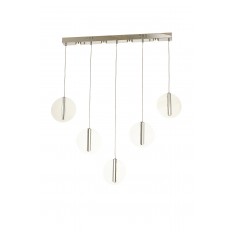 Avizemoda Lovena 5'Li Ledli Dim Kumandalı Modern Yemek Masası Üstü Avize 3 Renk Led; Sarı-Beyaz-Gün ışığı-KROM