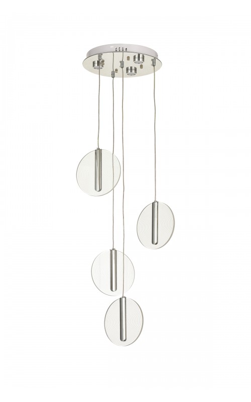 Avizemoda Lovena 4'Lü Ledli Dim. Kumandalı Modern Lüks Sarkıt Avize (3 Renk Led; Sarı-Beyaz-Gün ışığı) - KROM