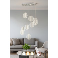 Avizemoda Lovena 9'Lu Ledli Dim. Kumandalı Modern Lüks Sarkıt Avize (3 Renk Led; Sarı-Beyaz-Gün ışığı) - KROM