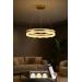 Avizemoda Estilo 60 cm Dimmer Kumandalı 3 Renk Ledli (Sarı-Beyaz-Gün Işığı) Modern Akrilik Avize - Sarı Yaldız