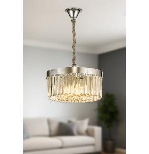 Avizemoda Desina 40 Cm'Lik Kristal Tabut Taşlı Salon Oturma Odası Lüks Avize - KROM Kaplama