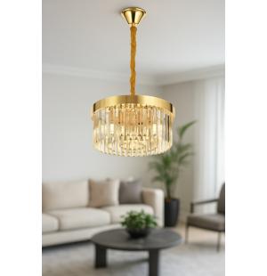 Avizemoda Desina 40 Cm'Lik Kristal Tabut Taşlı Salon Oturma Odası Lüks Avize - GOLD Kaplama