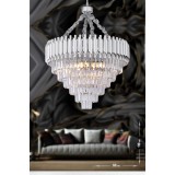 Avizemoda Palmira 60 cm'lik  Kristal Taşlı Lüks Avize - (Gümüş-yaldız)