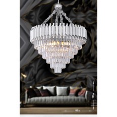 Avizemoda Palmira 60 cm'lik  Kristal Taşlı Lüks Avize - (Gümüş-yaldız)