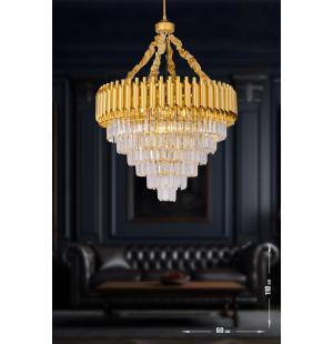 Avizemoda Palmira 60 cm'lik Kristal Taşlı Lüks Avize - (sarı-yaldız renk)