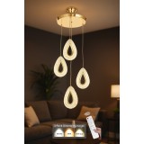 Avizemoda Dali 4'Lü Ledli Dim Kumandalı Modern Akrilik Sarkıt Avize (3 Renk Led; Sarı-Beyaz-Gün ışığı) - GOLD