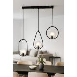 Avizemoda Serra 3'lü Yemek Masası Üstü Şeffaf Camlı Salon Oturma Odası Modern Sarkıt Avize - Siyah