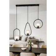 Avizemoda Serra 3'lü Yemek Masası Üstü Şeffaf Camlı Salon Oturma Odası Modern Sarkıt Avize - Siyah