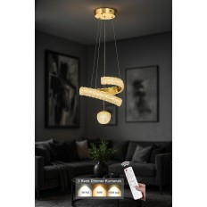 Avizemoda Milly Tekli Dimmer 3 Renk Ledli (Sarı-Beyaz-Gün Işığı) Modern Akrilik Avize -Gold
