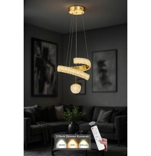 Avizemoda Milly Tekli Dimmer 3 Renk Ledli (Sarı-Beyaz-Gün Işığı) Modern Akrilik Avize -Gold
