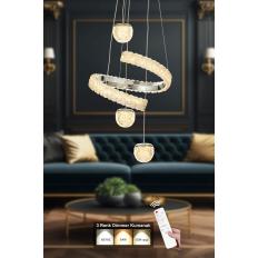Avizemoda Milly 3'lü Dimmer Kumandalı 3 Renk Ledli (SARI-BEYAZ-GÜN IŞIĞI) Modern Akrilik Avize - Krom