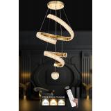 Avizemoda Milly 2 Katlı Dimmer Kumandalı 3 Renk Ledli (Sarı-Beyaz-Gün Işığı) Modern Akrilik Avize -Gold