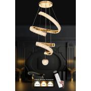 Avizemoda Milly 2 Katlı Dimmer Kumandalı 3 Renk Ledli (Sarı-Beyaz-Gün Işığı) Modern Akrilik Avize -Gold