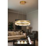 Avizemoda Estilo 50 cm Dimmer Kumandalı 3 Renk Ledli (Sarı-Beyaz-Gün Işığı) Modern Akrilik Avize - Sarı Yaldız