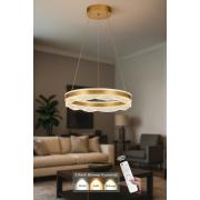 Avizemoda Estilo 50 cm Dimmer Kumandalı 3 Renk Ledli (Sarı-Beyaz-Gün Işığı) Modern Akrilik Avize - Sarı Yaldız