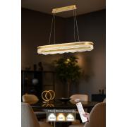 Avizemoda Estilo 100x30 cm Dim Kumandalı 3 Renk Ledli (Sarı-Beyaz-Gün Işığı) Modern Akrilik Avize -Sarı Yaldız