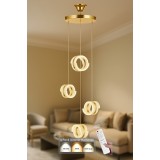 Avizemoda Savona 4 lü Sarkıt Dimmer Kumandalı 3 Renk Ledli (Sarı-Beyaz-Gün Işığı) Modern Akrilik Avize -Gold