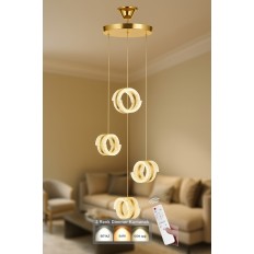 Avizemoda Savona 4 lü Sarkıt Dimmer Kumandalı 3 Renk Ledli (Sarı-Beyaz-Gün Işığı) Modern Akrilik Avize -Gold