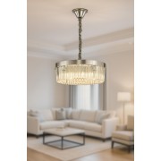 Avizemoda Desina 50 Cm'Lik Kristal Tabut Taşlı Salon Oturma Odası Lüks Avize - KROM Kaplama