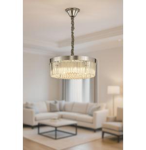 Avizemoda Desina 50 Cm'Lik Kristal Tabut Taşlı Salon Oturma Odası Lüks Avize - KROM Kaplama