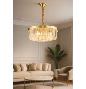 Avizemoda Desina 50 Cm'Lik Kristal Tabut Taşlı Salon Oturma Odası Lüks Avize - GOLD Kaplama