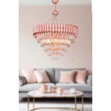 Avizemoda Palmira 60 cm'lik Kristal Taşlı Salon Oturma Odası Lüks Avize - (Rose Gold)