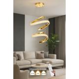 Avizemoda Milly 50+40 cm Dimmer Kumandalı 3 Renk Ledli (Sarı-Beyaz-Gün Işığı) Modern Akrilik Avize -Gold
