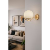 Avizemoda Ranya Aplik Beyaz Camlı Salon Oturma Odası Modern Duvar Apliği (Gold Kaplama)