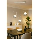 Avizemoda Serra 3'lü Yemek Masası Üstü Akrilik Toplu Salon Oturma Odası Modern Sarkıt Avize - Krom