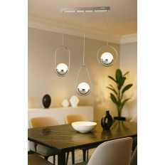 Avizemoda Serra 3'lü Yemek Masası Üstü Akrilik Toplu Salon Oturma Odası Modern Sarkıt Avize - Krom