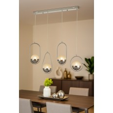 Avizemoda Serra 4'lü Yemek Masası Üstü Akrilik Toplu Salon Oturma Odası Modern Sarkıt Avize - Krom