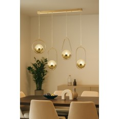 Avizemoda Serra 4'lü Yemek Masası Üstü Akrilik Toplu Salon Oturma Odası Modern Sarkıt Avize - Gold