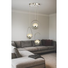 Avizemoda Serra 3'lü Akrilik Toplu Salon Oturma Odası Modern Sarkıt Avize - Krom Kaplama